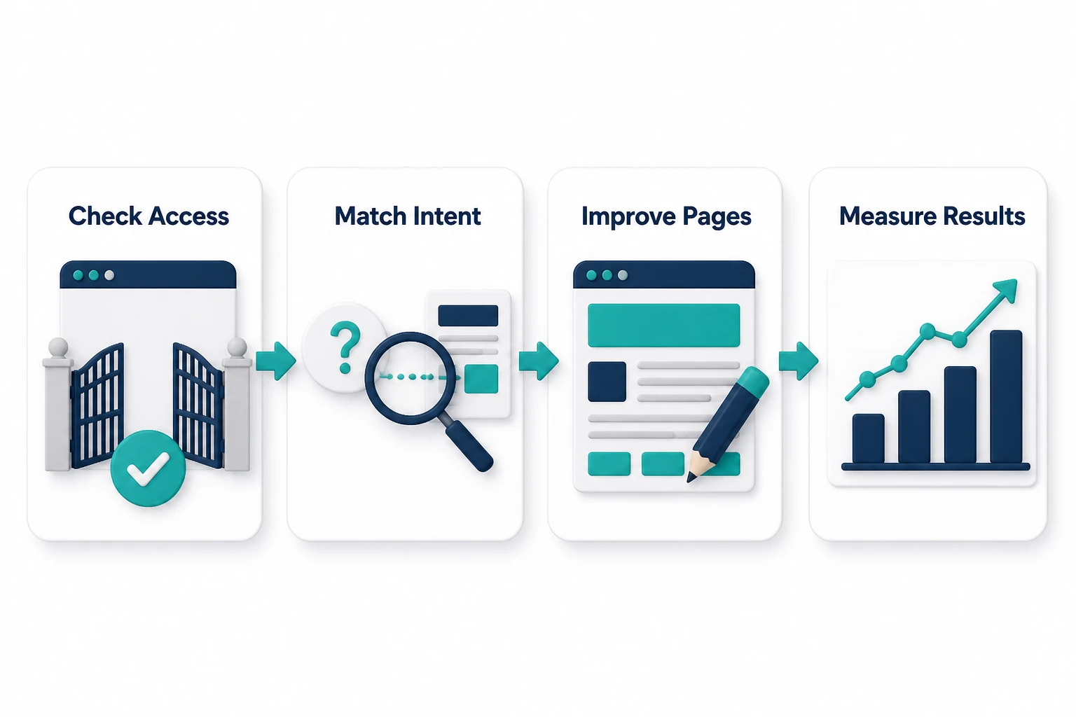 SEO workflow from access checks to measurement