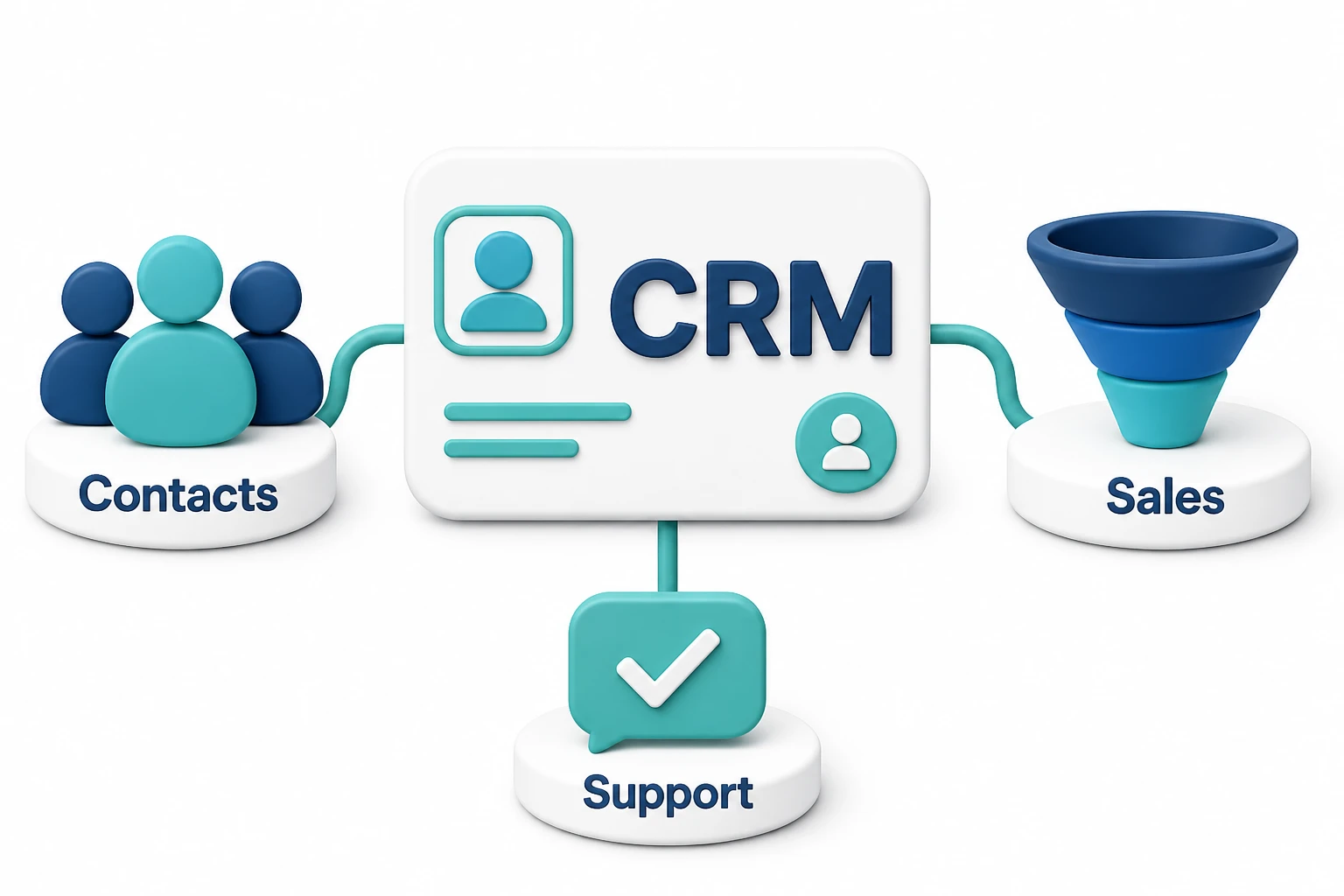 CRM connects customer contacts, sales, and support