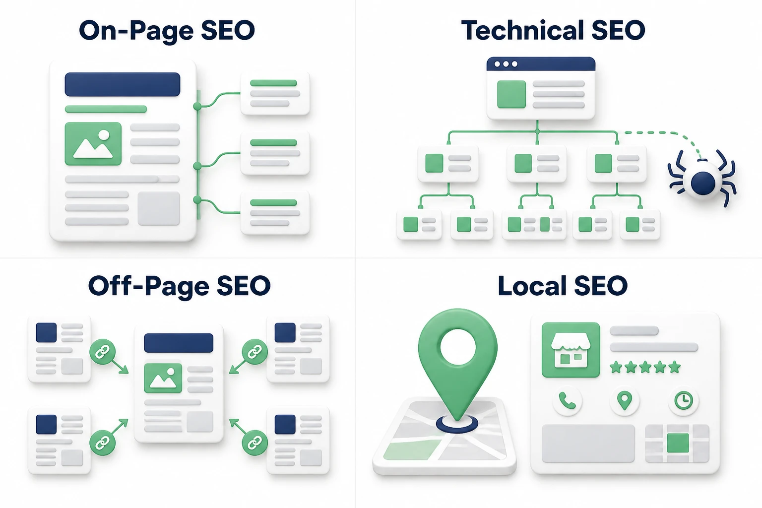 Main SEO types and their distinct functions