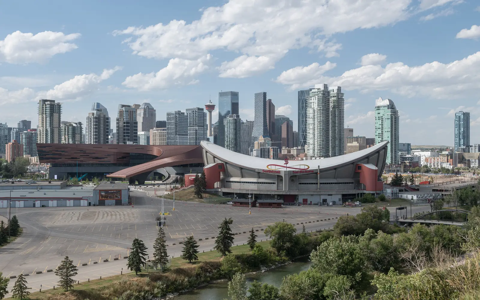 Calgary skyline with the Rockies