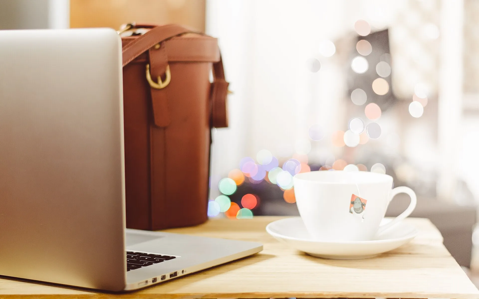Teacup and laptop