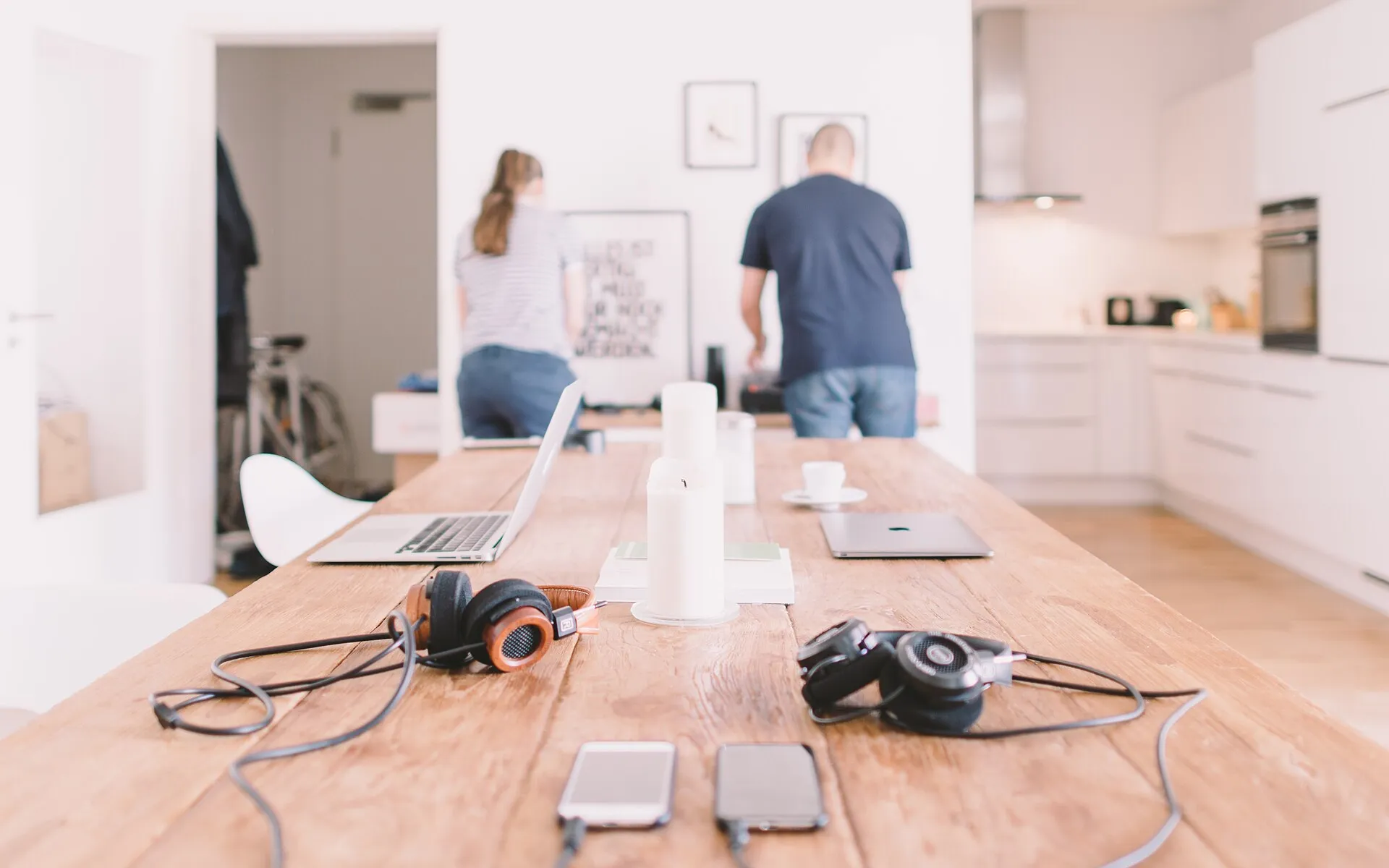 Couple working at home
