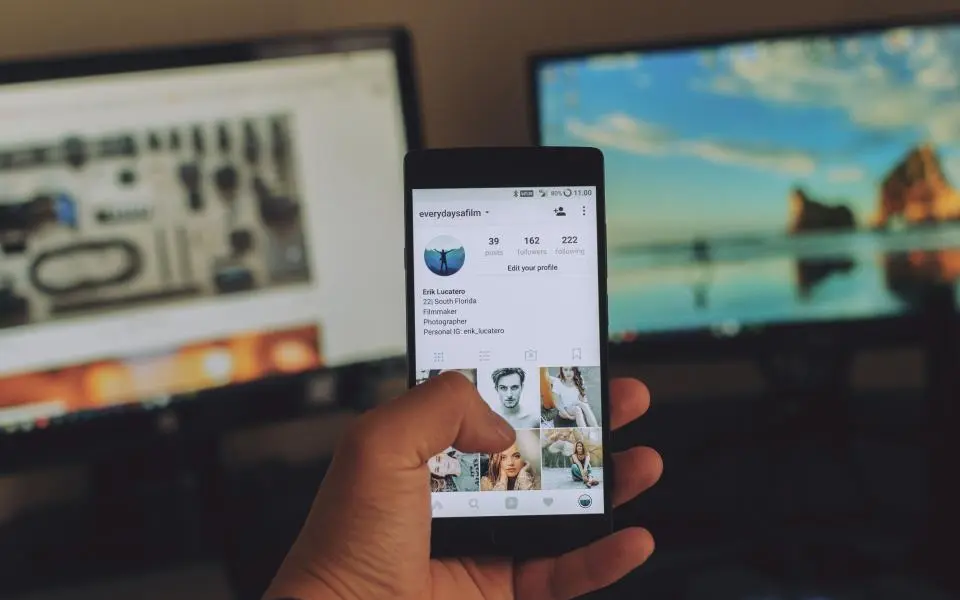 Social media advertising on a phone