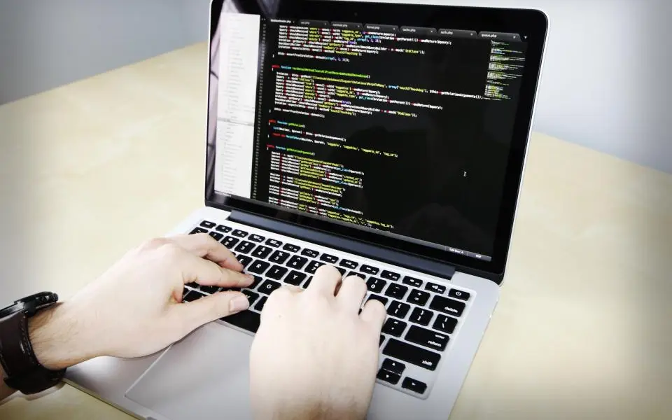 Developer writing code
