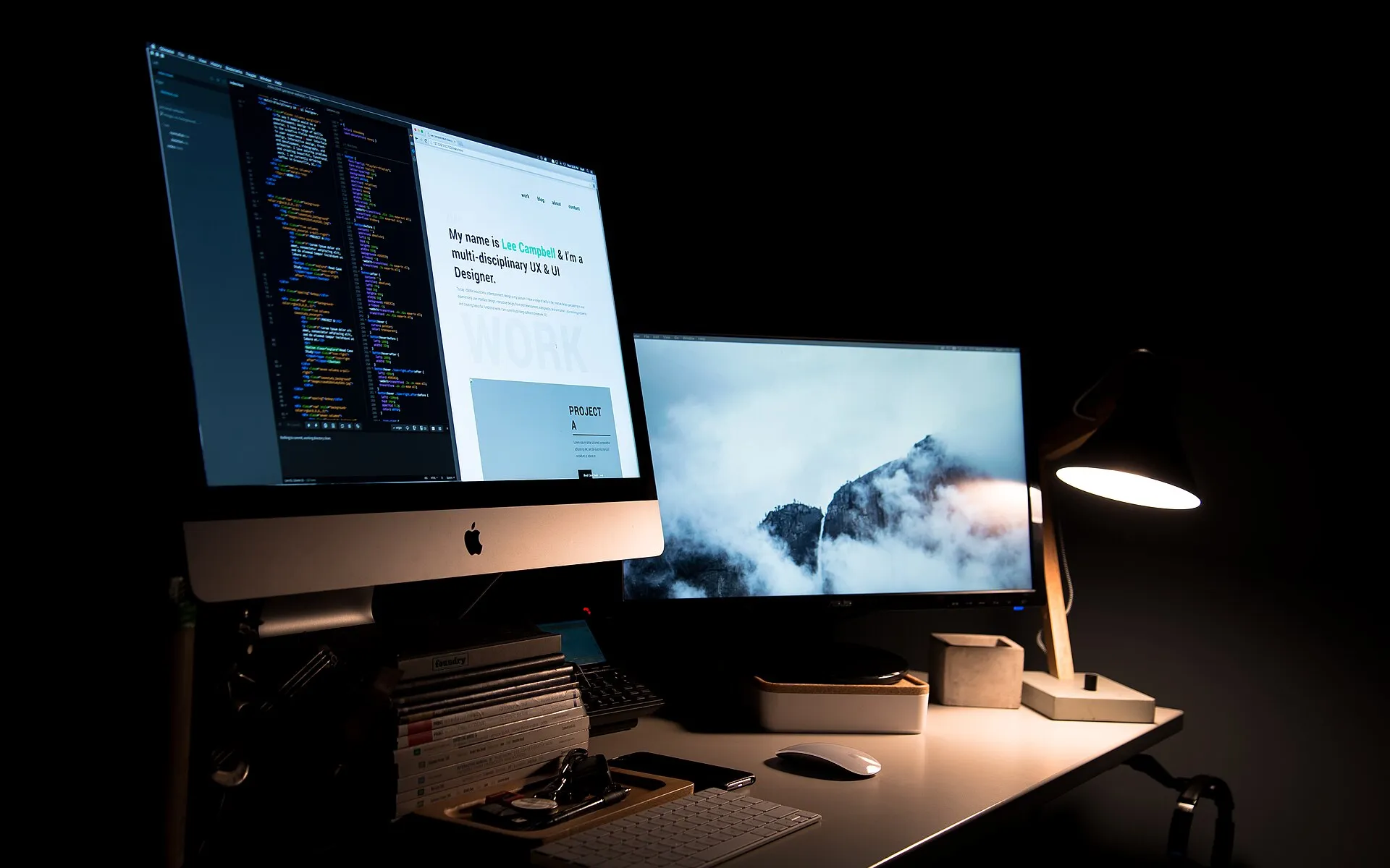 Designer's two-screen setup
