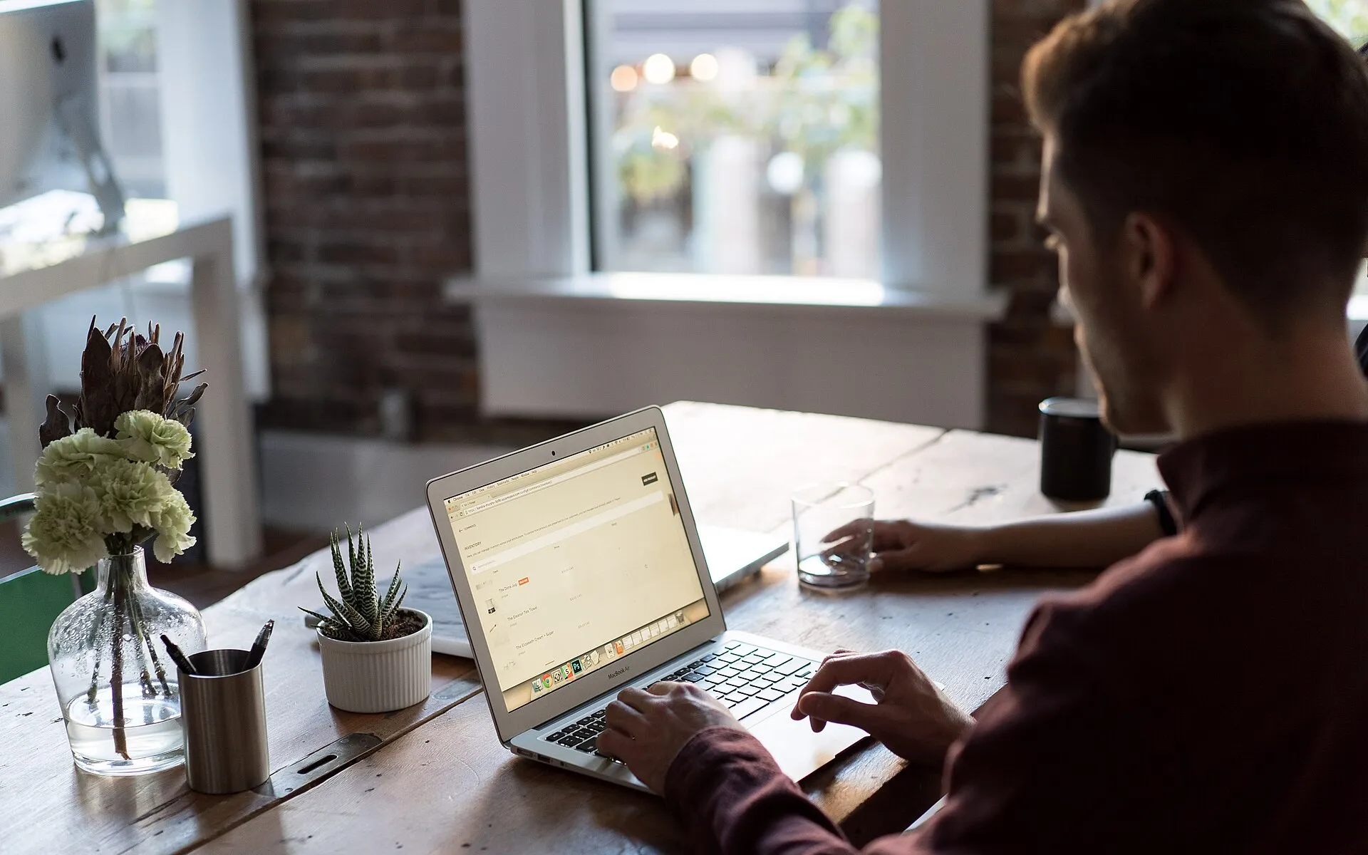 Man at a laptop in an office